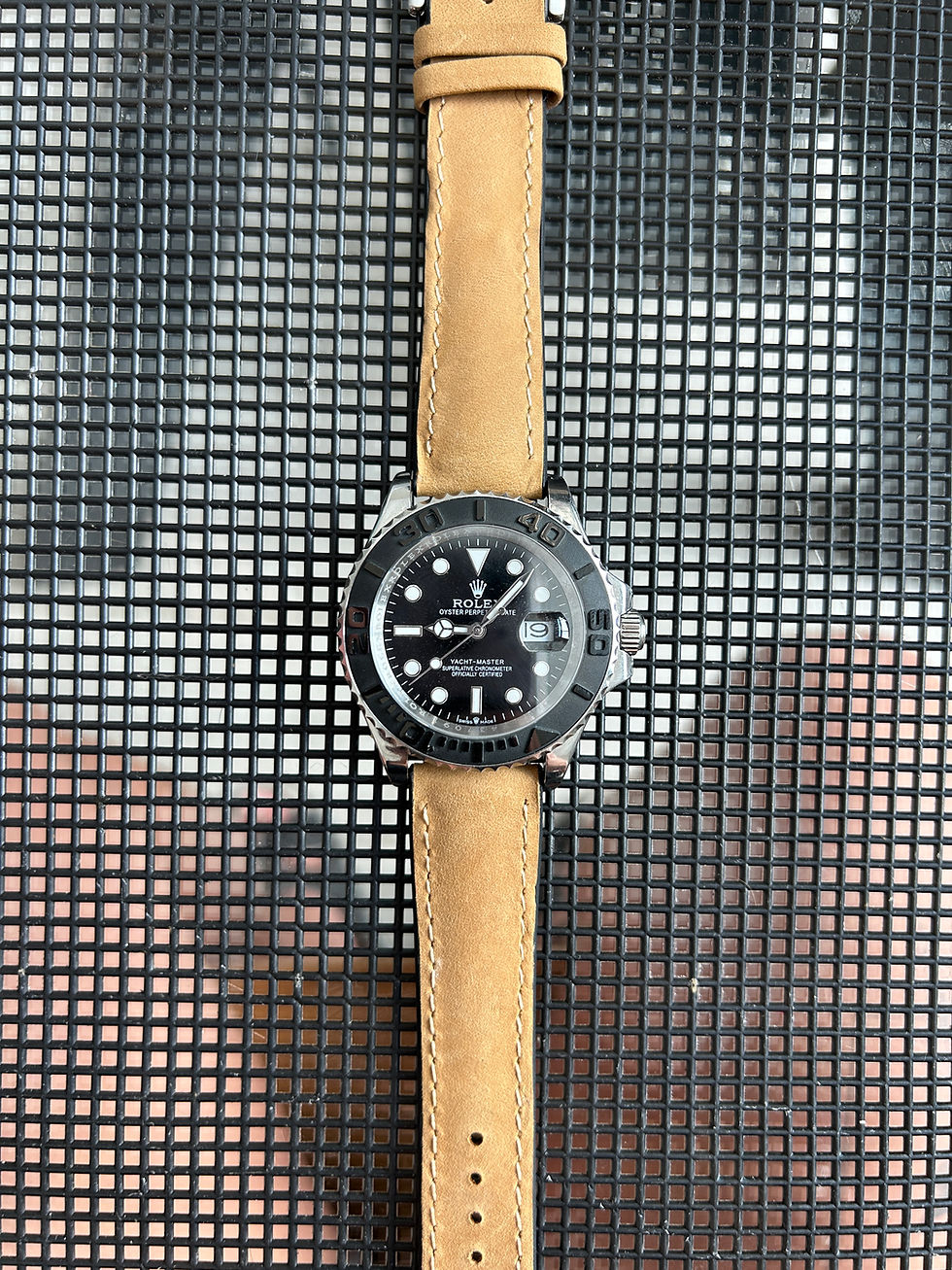 Thumbnail: 20mm TAN Waterproof Rubber &; Top Grain Leather strap, open