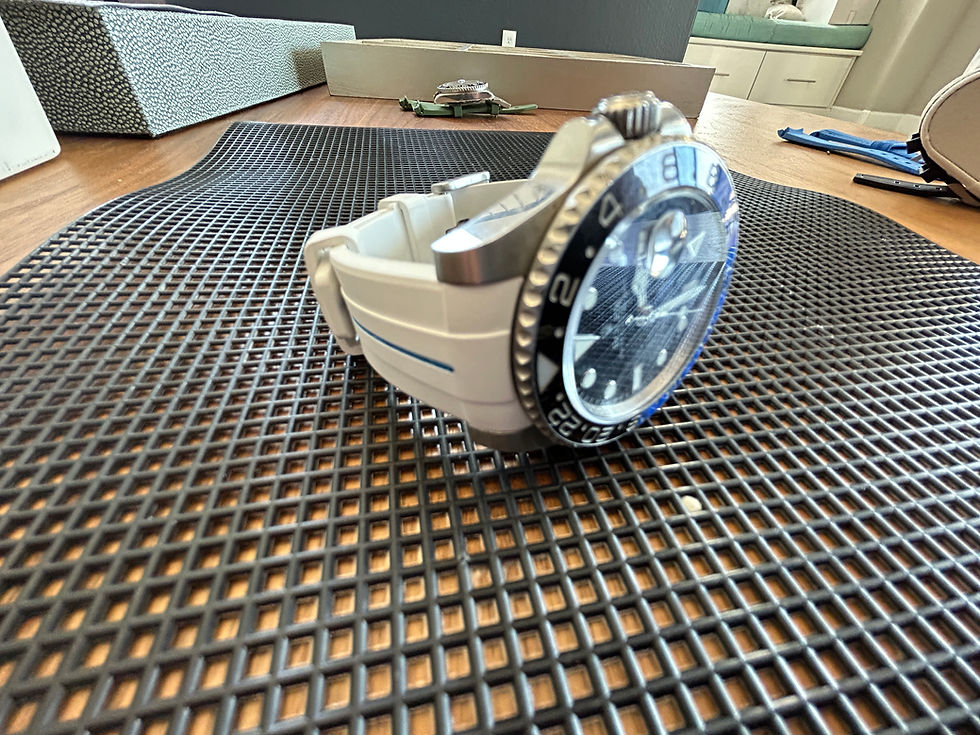 Thumbnail: 20mm WHITE Vulcanized rubber strap BLUE stripe for Rolex GMT-MASTER II