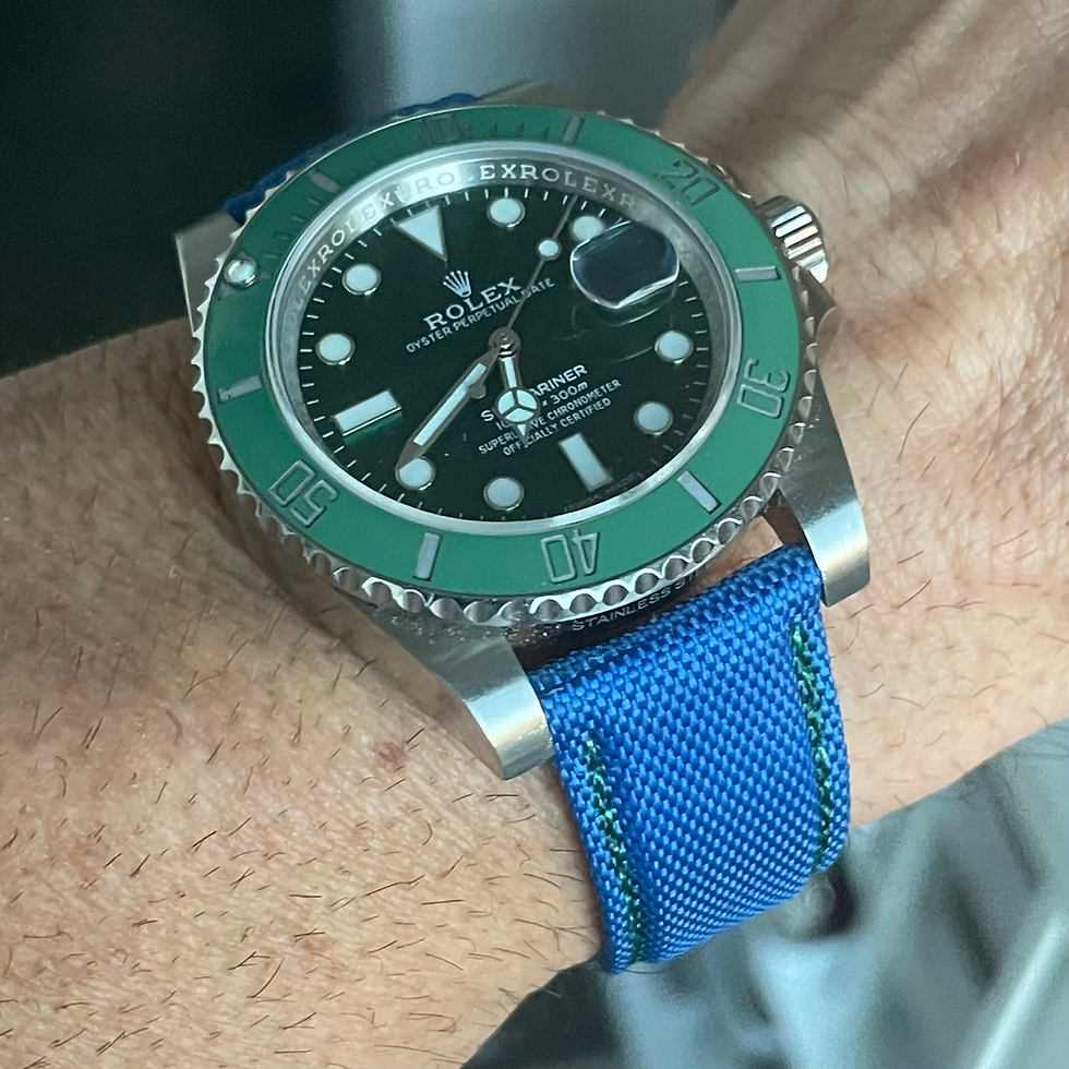 Thumbnail: SKY BLUE sailcloth strap GREEN stitch
