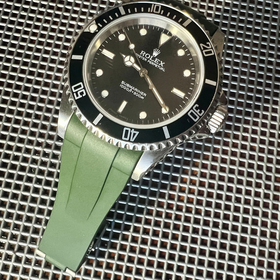 Thumbnail: D - 20mm Olive GREEN Caouthouc Rubber Vulcanized strap for Rolex 
