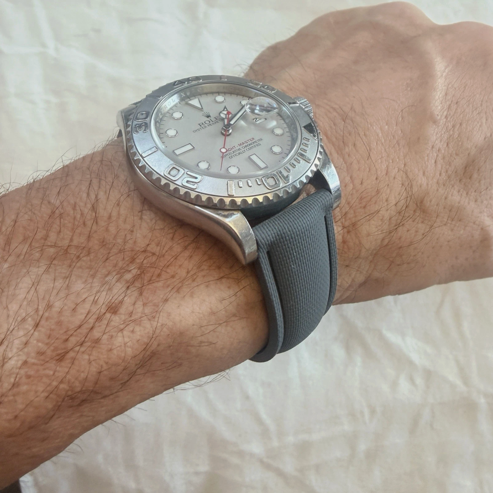 GRAY FKM Rubber Watch Strap Quick Release with Deployment Buckle Includ