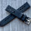 Thumbnail: BLACK Thick, Crazy Horse Leather Racing watch strap BLACK Stitch