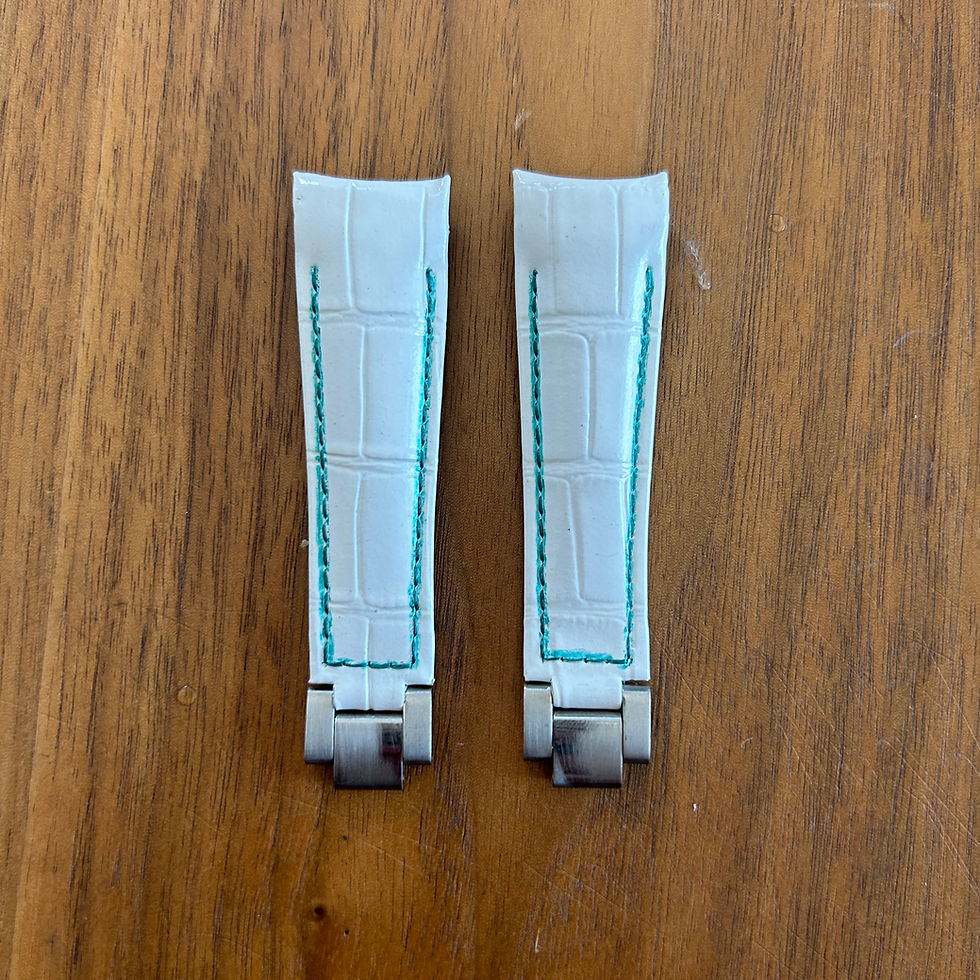 Thumbnail: 20 mm WHITE Alligator Cowhide Rolex submariner AQUA