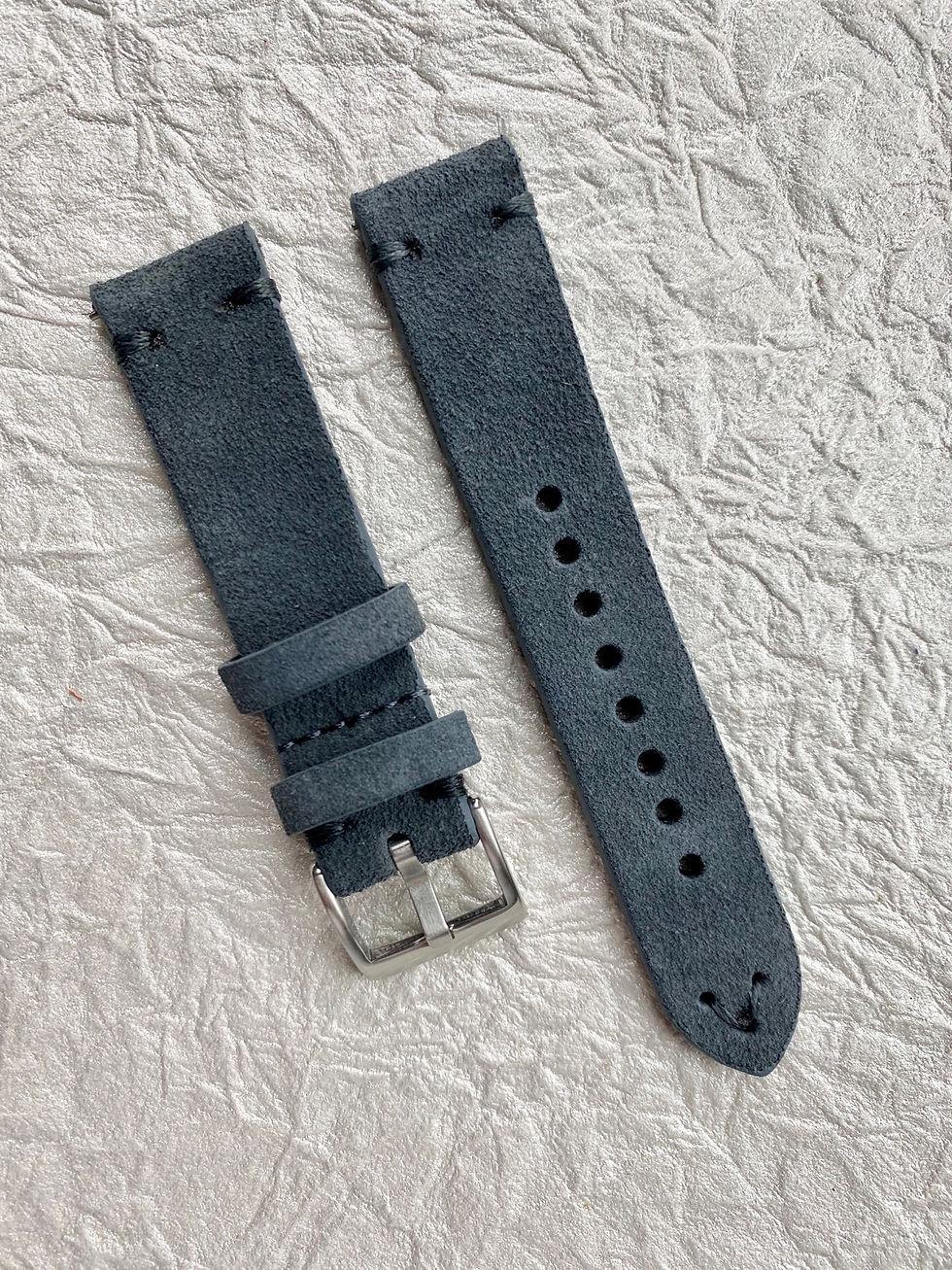 Thumbnail: GRAY suede Vintage leather watch strap GRAY stitching