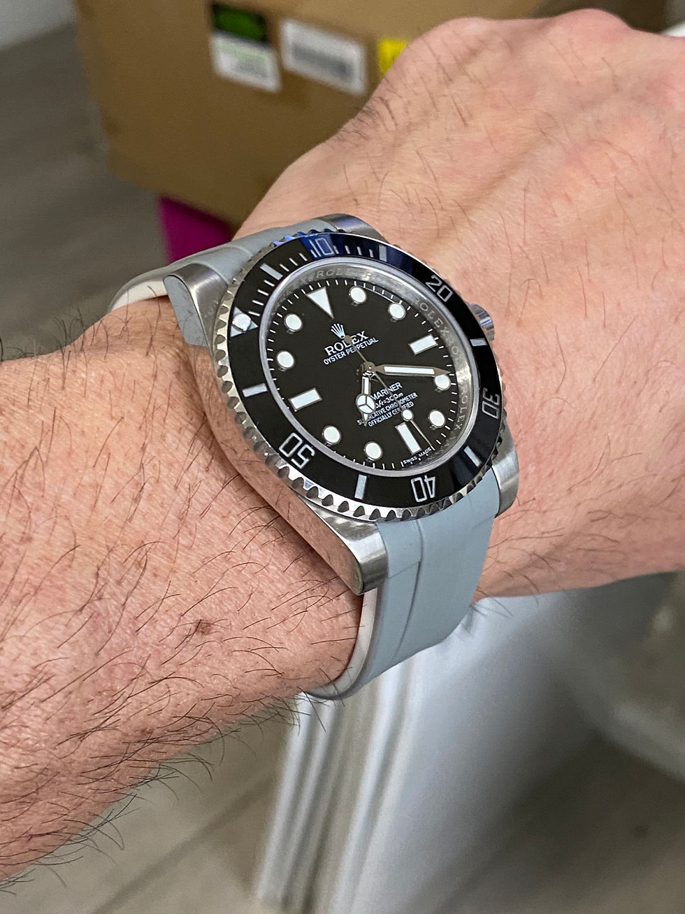 Thumbnail: 20mm GRAY/WHITE Vulcanized Strap for Rolex Submariner