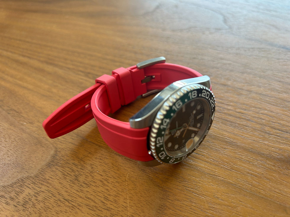 Thumbnail: 20mm RED Vulcanized Caoutchouc rubber Strap Long Rolex GMT