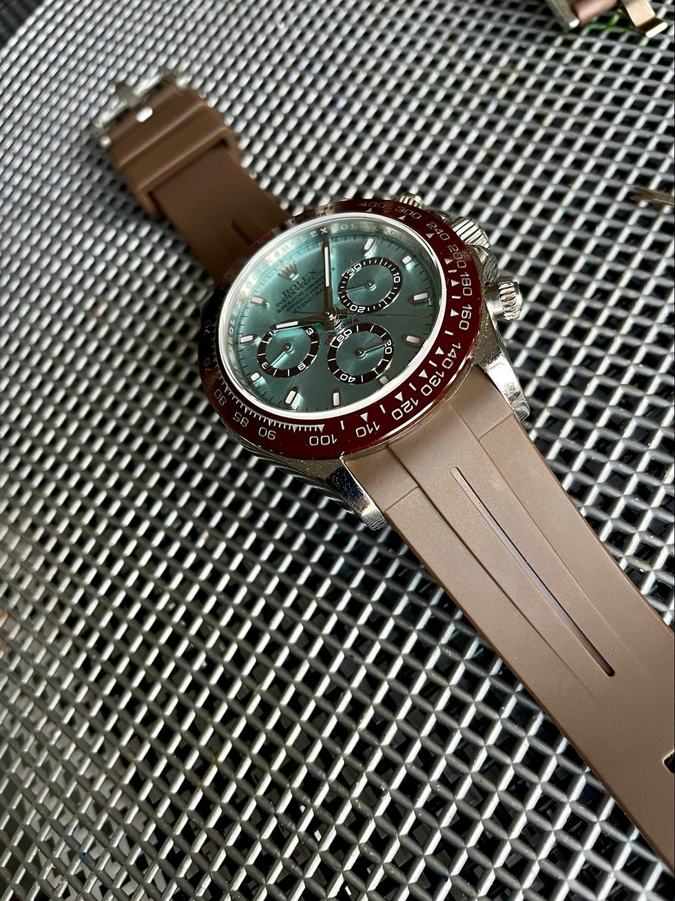 Thumbnail:  20mm BROWN Vulcanized Rubber strap for Rolex watches 40mm case