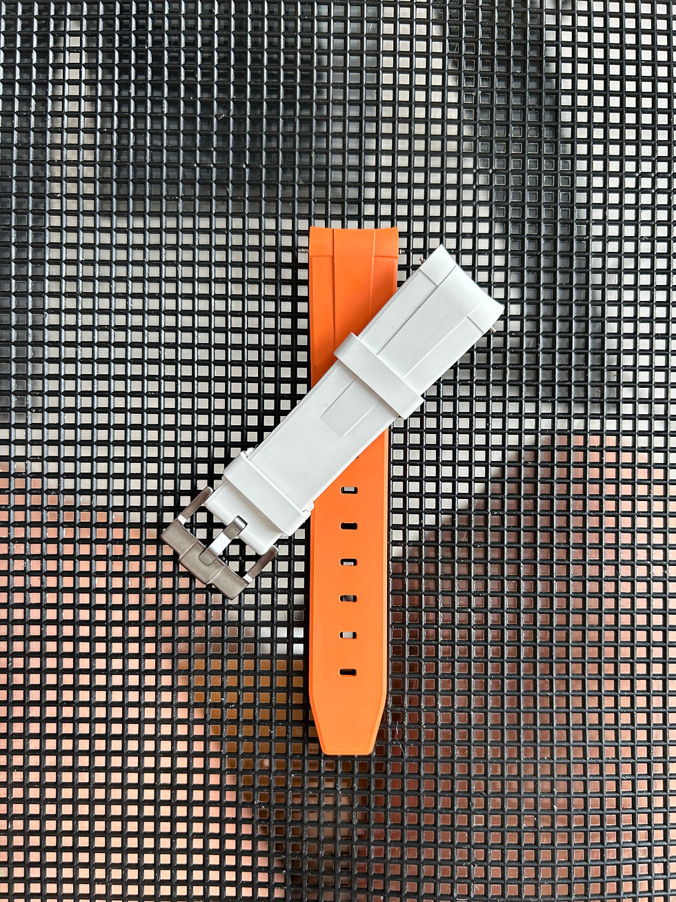 Thumbnail: 20mm WHITE/ORANGE Vulcanized Caoutchouc rubber Strap Rolex Milgauss