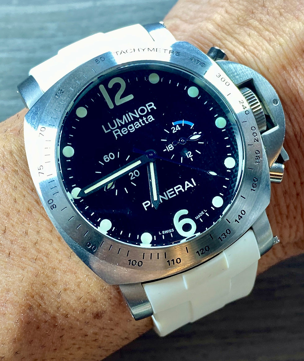 Thumbnail: 24mm WHITE Vulcanized Rubber Strap for Panerai Luminor - Perfect fit Green