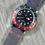 Thumbnail: Dark Gray Crazy Horse Vintage Leather strap BLUE & RED GMT stitching