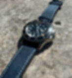 Thumbnail: 22mm GRAYBLUE Sailcloth Canvas/Leather watch strap WHITE Stitch ROLEX Submariner