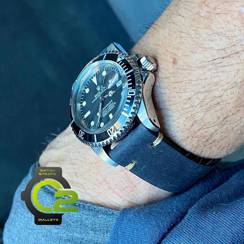 REALLY Dark Gray (almost black) Leather strap TAN 