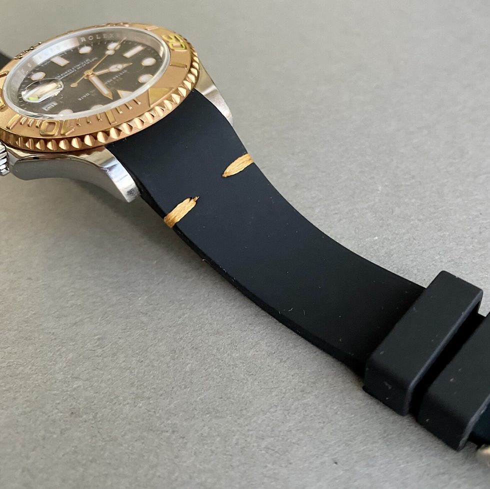 Thumbnail: BLACK F Silicone Rubber Strap May Fit Standard Round Watch Cases GOLD