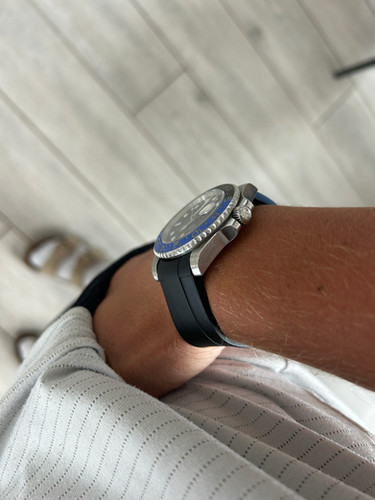 20mm BLUE/BLACK Vulcanized Caoutchouc rubber Strap Rolex GMT