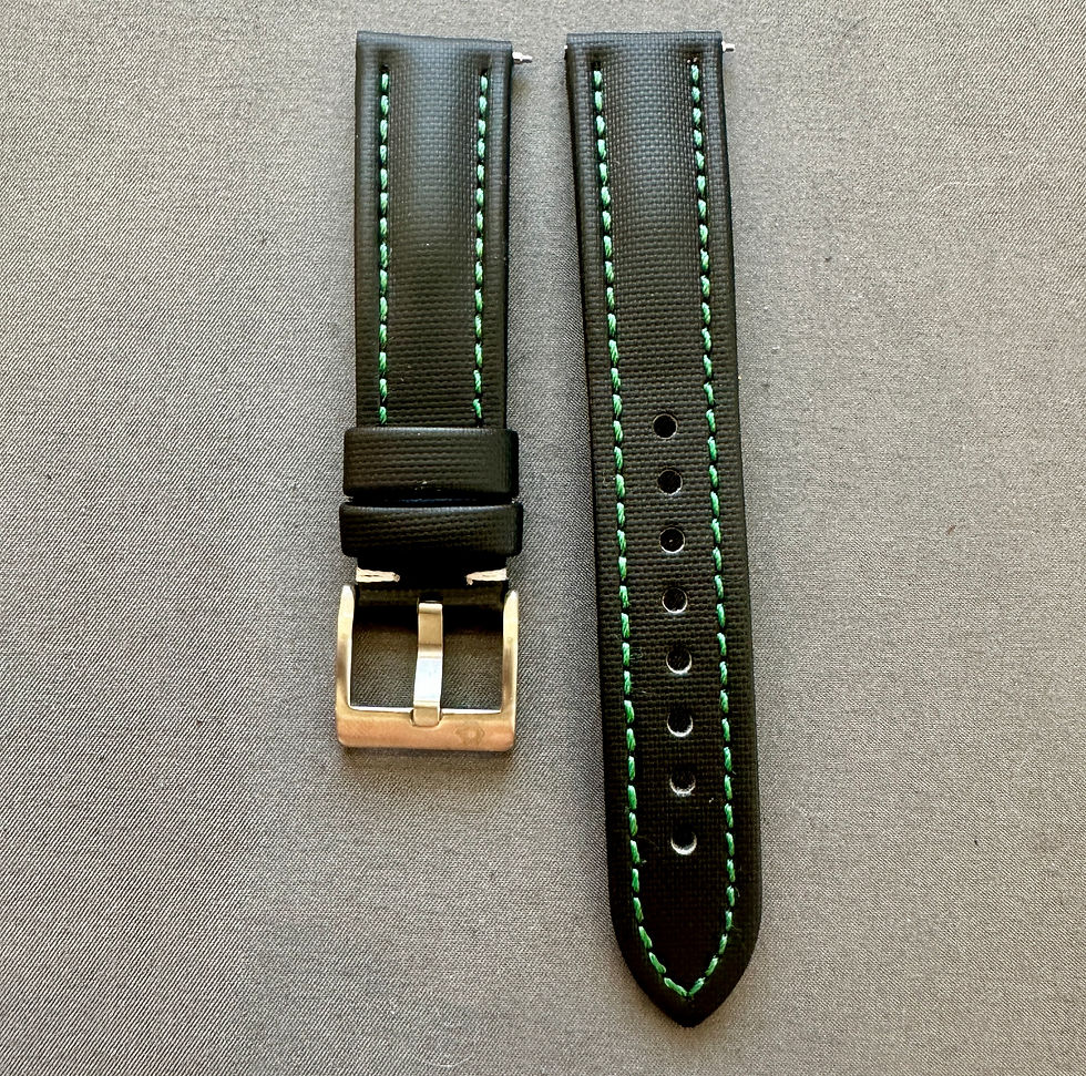 Thumbnail: High Quality Real Sailcloth Waterproof Watch Strap Green Stitch