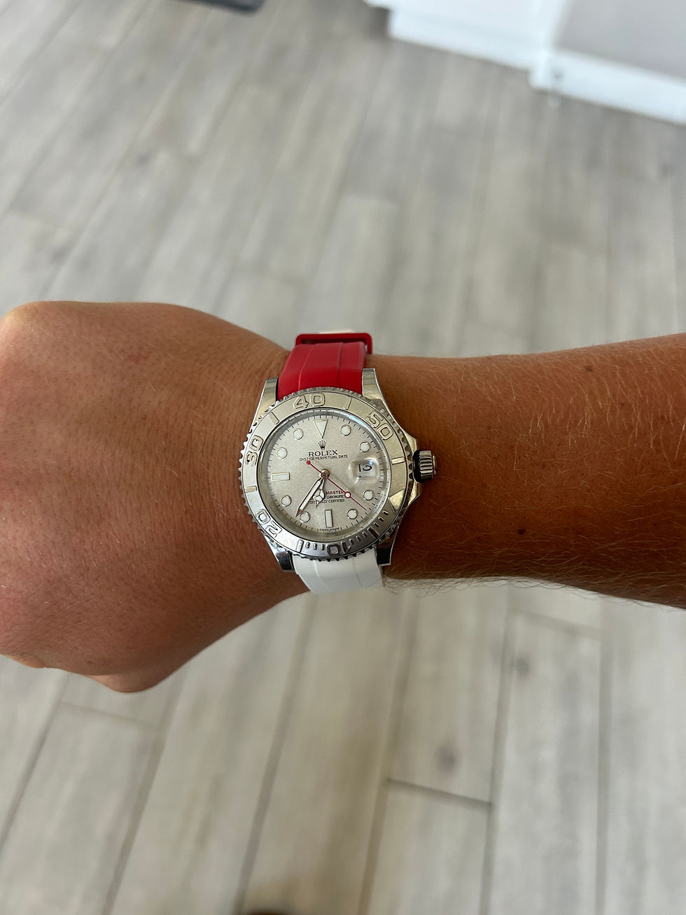 Thumbnail: 20mm RED/WHITE Vulcanized Caoutchouc rubber Strap Rolex Yacht-Master