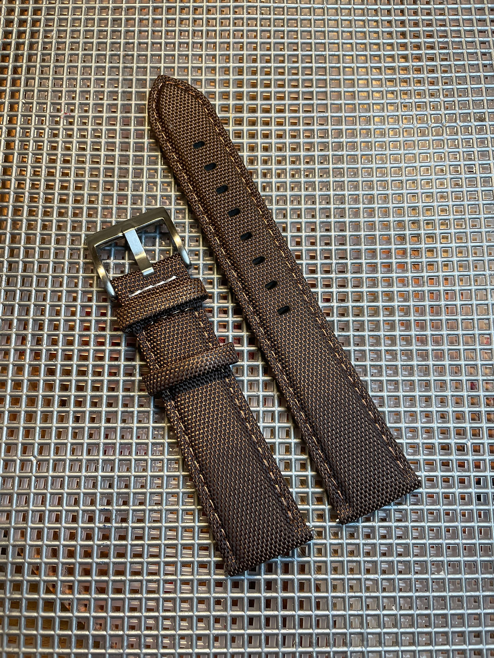 Thumbnail: BROWN sailcloth & leather strap TAN stitch