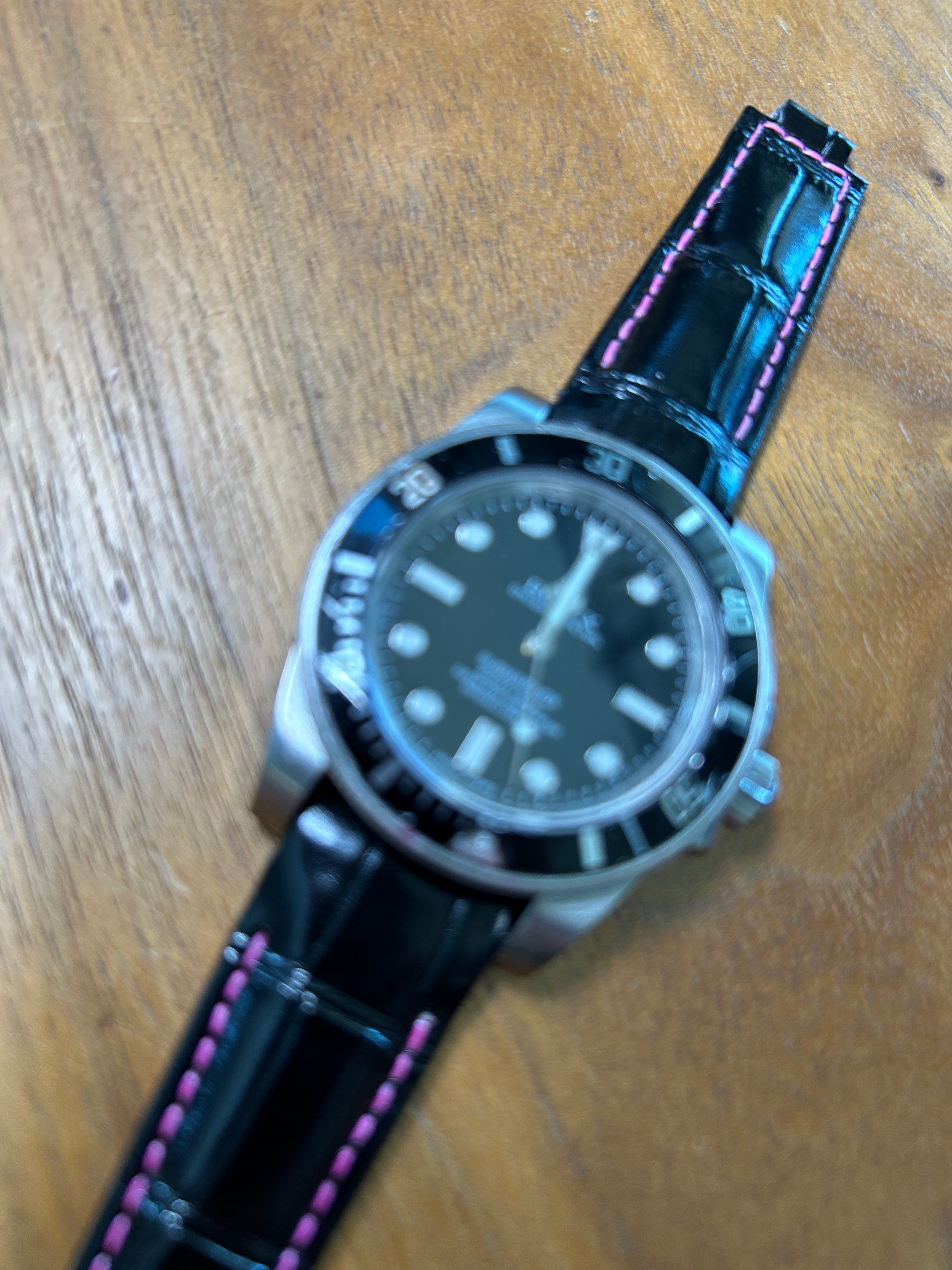 20mm BLACKAlligator pattern Cowhide Rolex submariner strap PINK