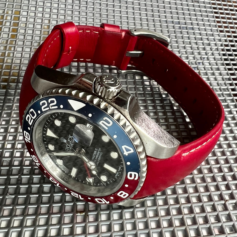 Thumbnail: 20mm RED Italian Leather strap for Rolex Watches