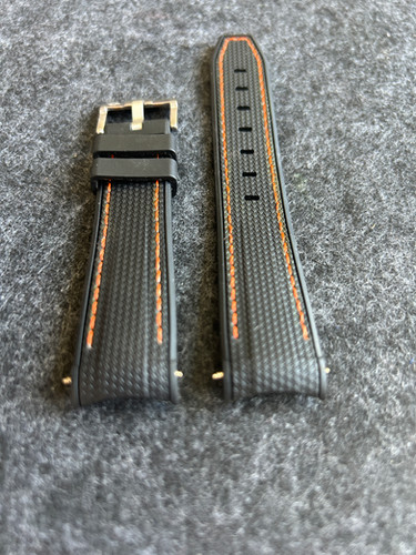20mm BLACK Rubber Sailcloth ORANGE Stitch 