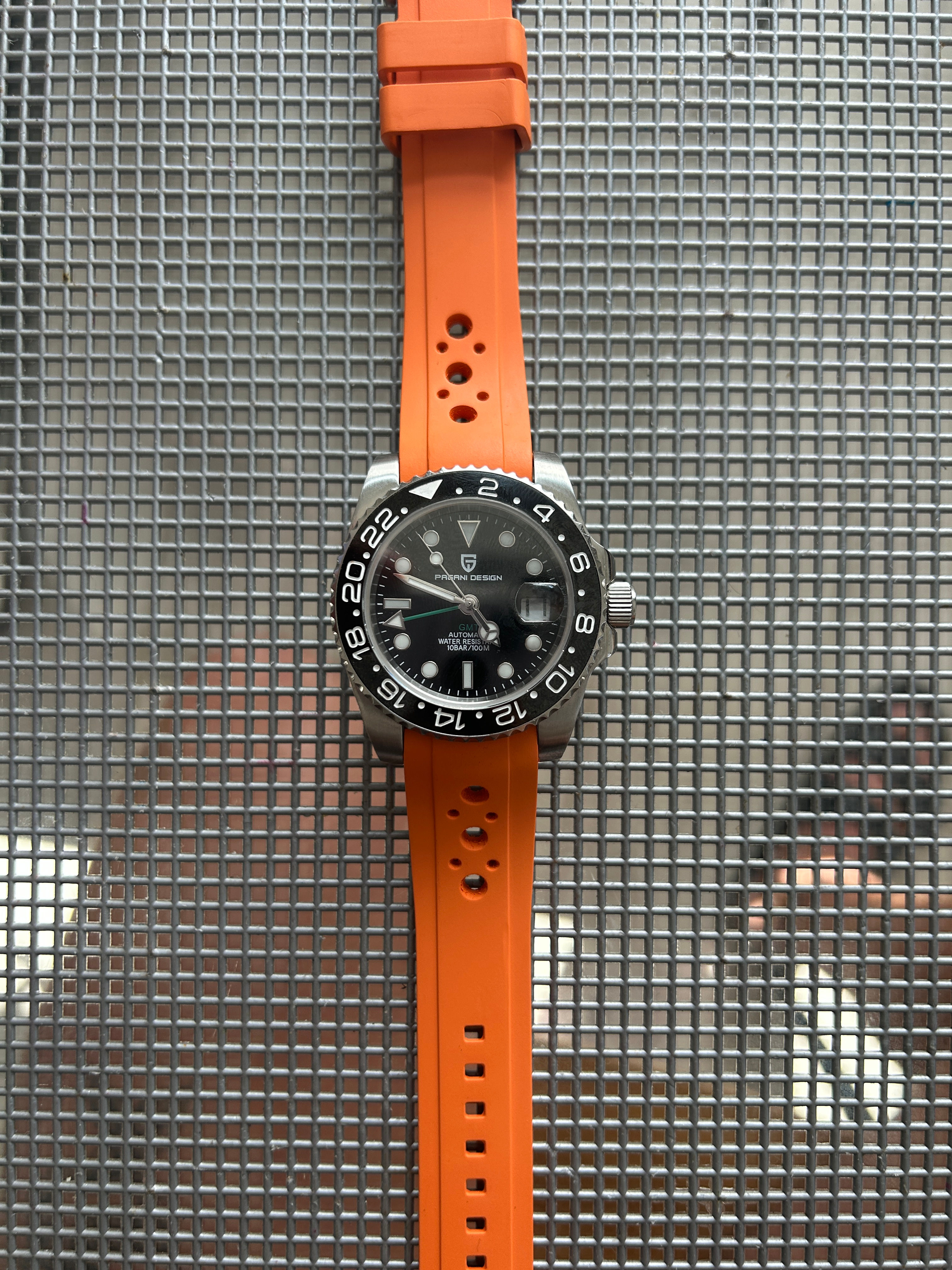 20mm ORANGE Vulcanized Caoutchouc rubber Racing Strap Omega GMT