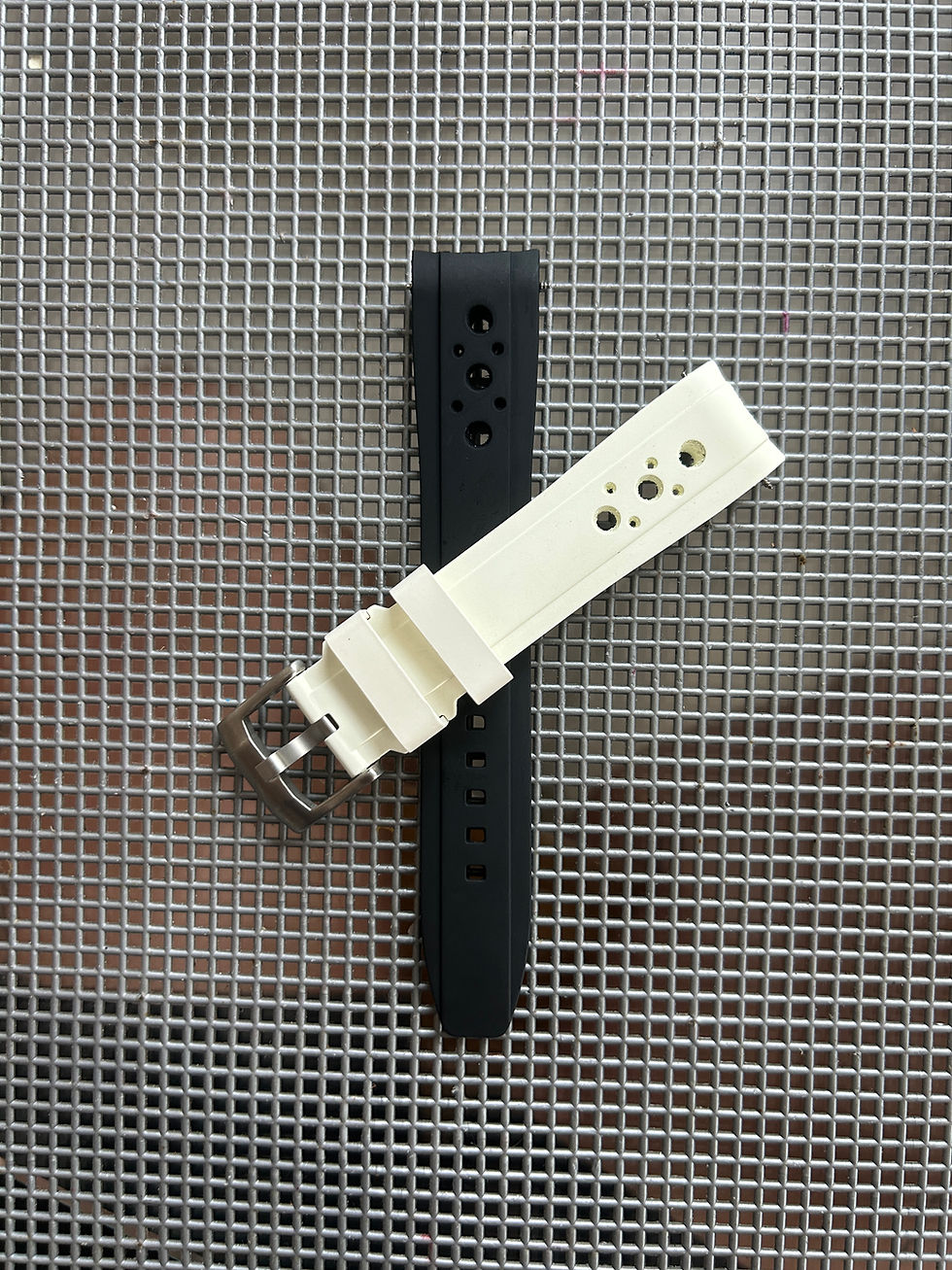 Thumbnail: 20mm WHITE/BLACK Vulcanized Caoutchouc Racing rubber Strap Long Rolex GMT Sprite