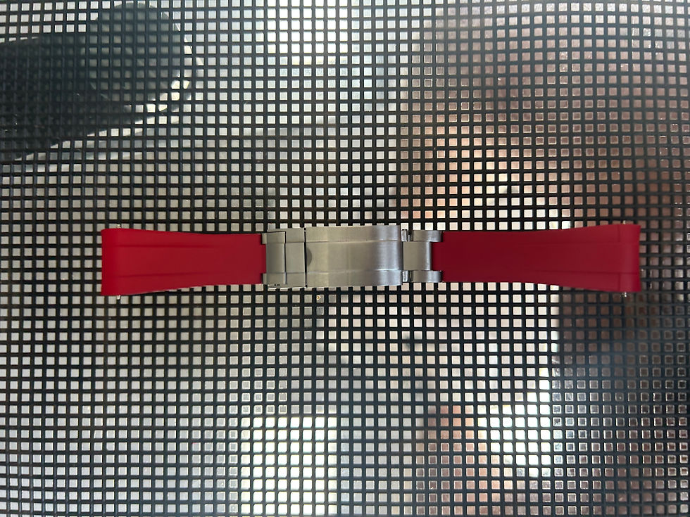 Thumbnail: 20mm RED Vulcanized caoutchouc rubber Strap Rolex Speedmaster Deployment
