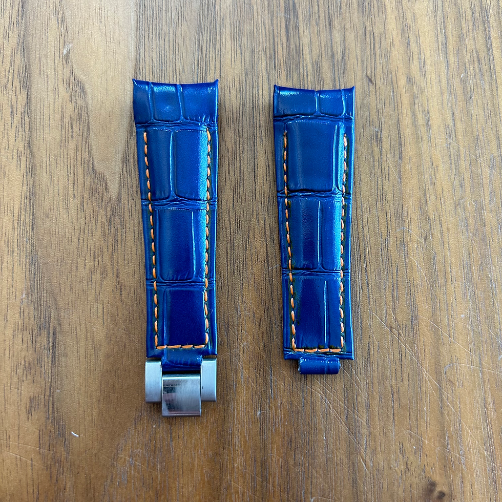 Thumbnail: 20 mm BLUE Alligator Cowhide Rolex submariner Orange