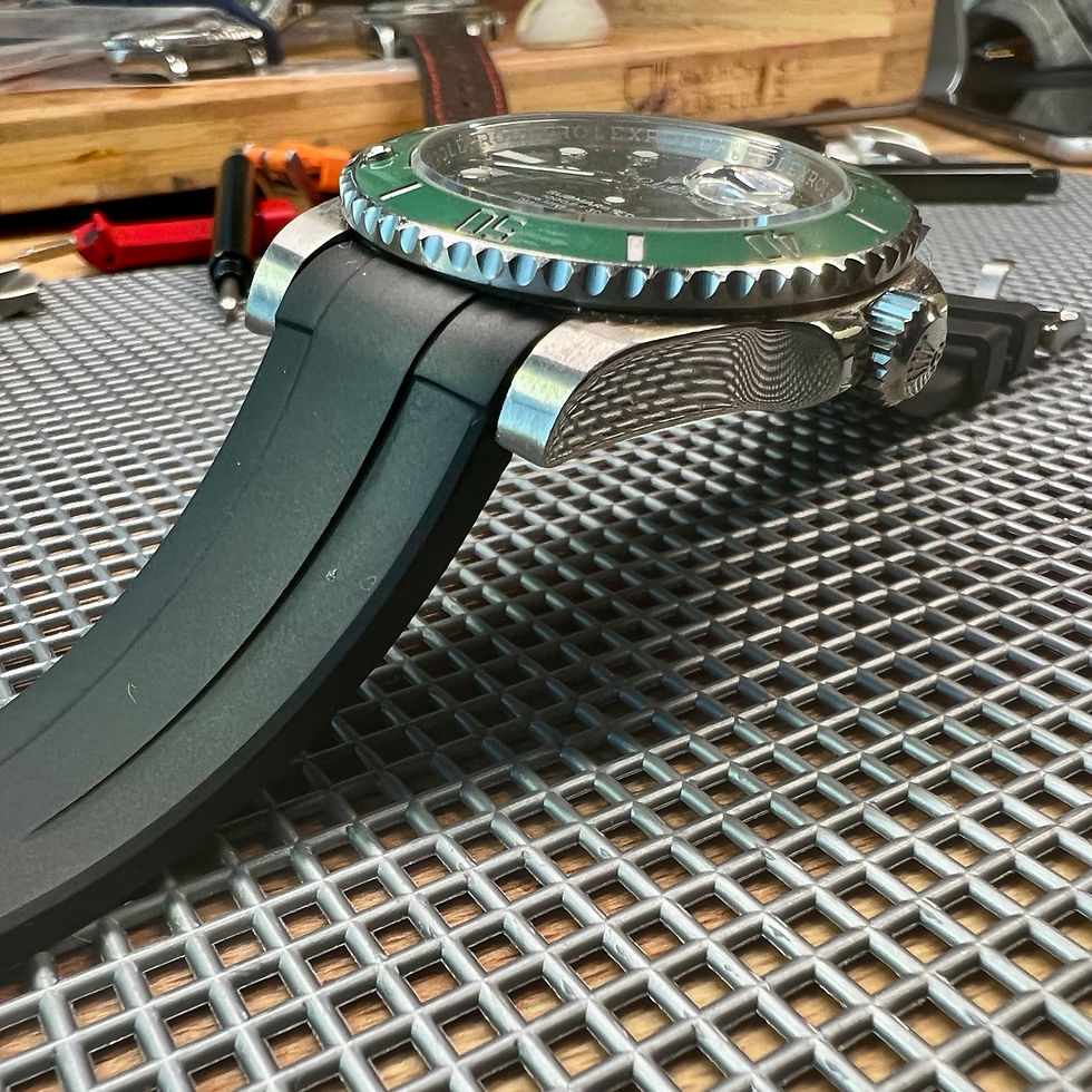 Thumbnail: 20mm BLACK Caouthouc Rubber Vulcanized strap for Rolex