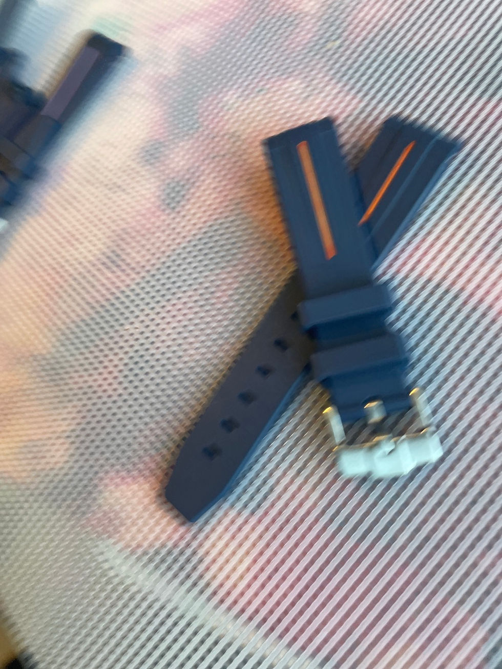 Thumbnail: BLUE Vulcanized Rubber strap ORANGE stripe Rolex watches