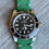 Thumbnail: Green Suede Vintage Leather strap GRAY stitching