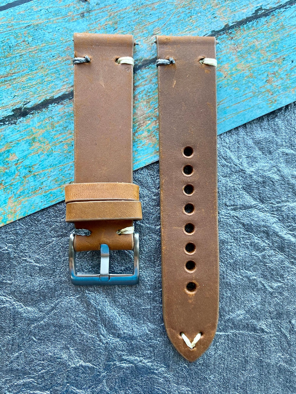 Thumbnail: Lt. BROWN Crazy Horse “Twisted Vintage” Leather Gray/White