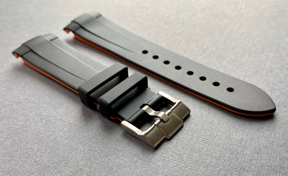 Thumbnail: 21mm BLACK/ORANGE Vulcanized Rubber for EXPLORER II READ BELOW
