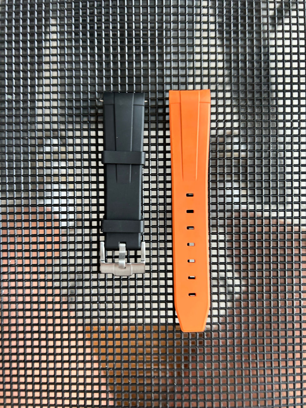 Thumbnail: 20mm BLACK/ORANGE Vulcanized Caoutchouc rubber Strap Rolex Milgauss