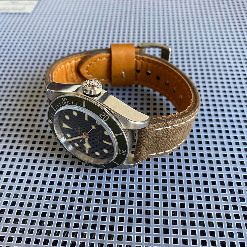 Thumbnail: BROWN Canvas & Leather strap WHITE stitch