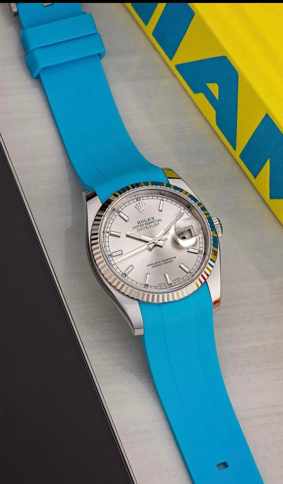 Thumbnail: 20mm Lt. Blue silicone Mission to Uranus bioceramic Moonswatch