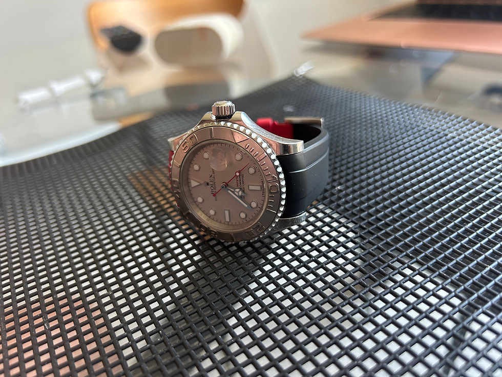 Thumbnail: 20mm RED/BLACK Vulcanized Caoutchouc rubber Strap Rolex Yacht-Master