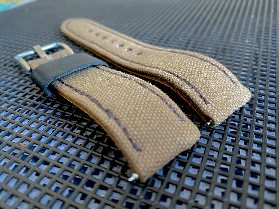 Thumbnail:  BROWN Canvas & Leather strap BLACK stitch