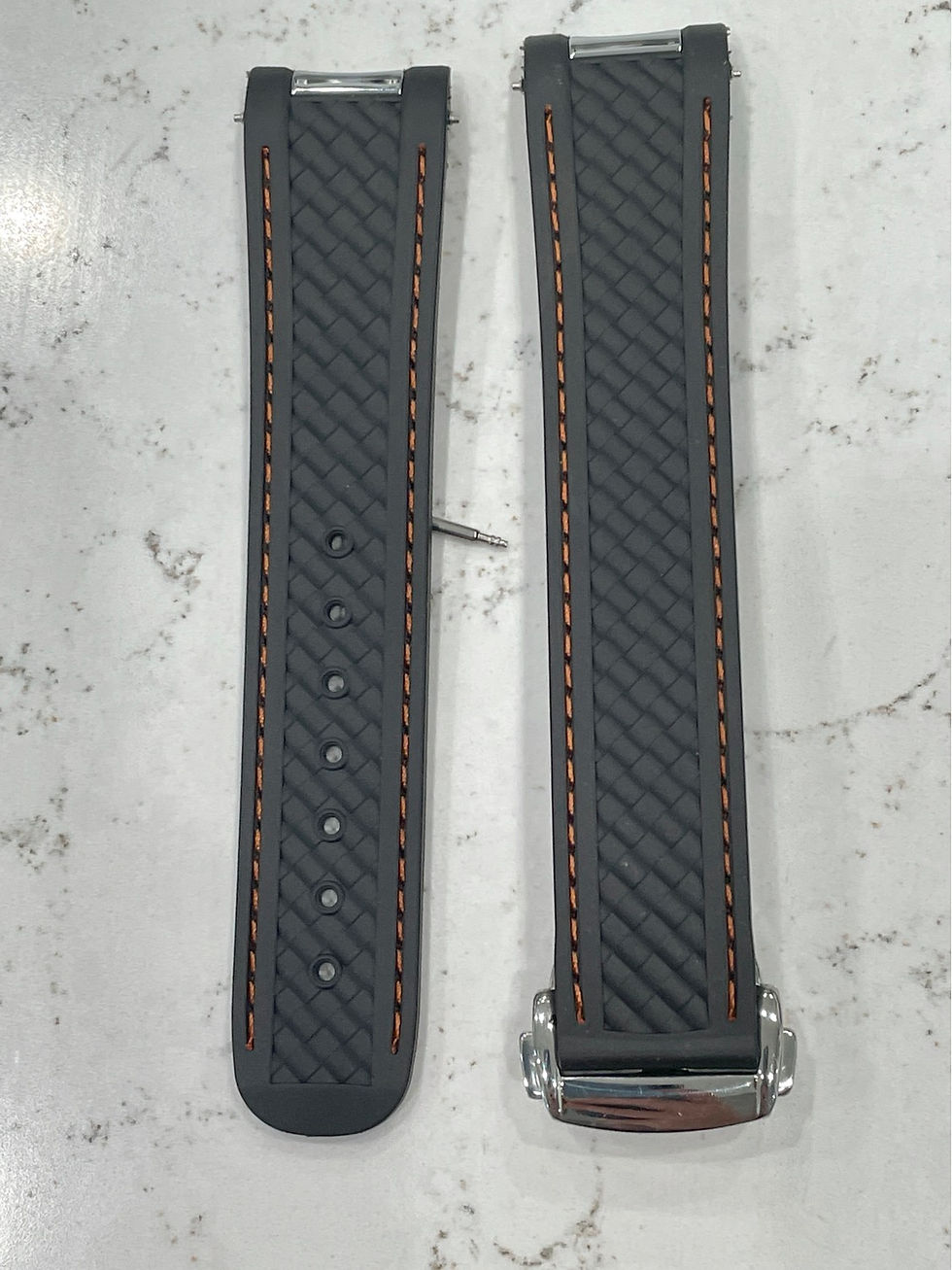 Thumbnail: 20mm BLACK Vulcanized RUBBER Strap Rolex METAL END 40mm Submariner Carbon Look