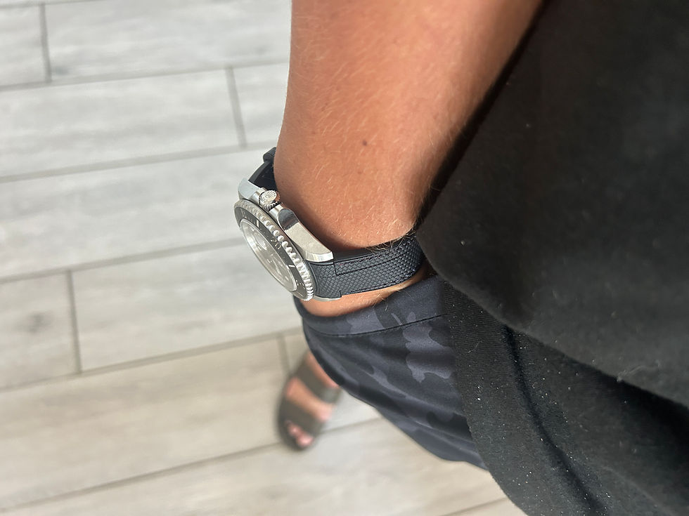 Thumbnail: 22mm BLACK Rubber Sailcloth RED/BLACK Stitch Rolex Sea-Dweller