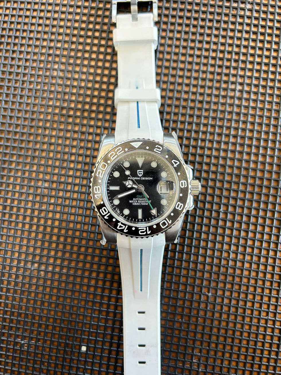 Thumbnail: 20mm WHITE Vulcanized rubber strap BLUE stripe for Omega GMT