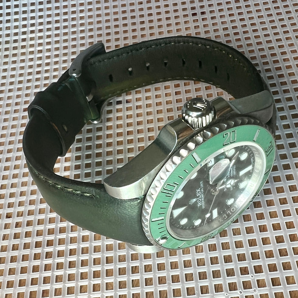Thumbnail: 20mm GREEN Hulk submariner Italian leather strap