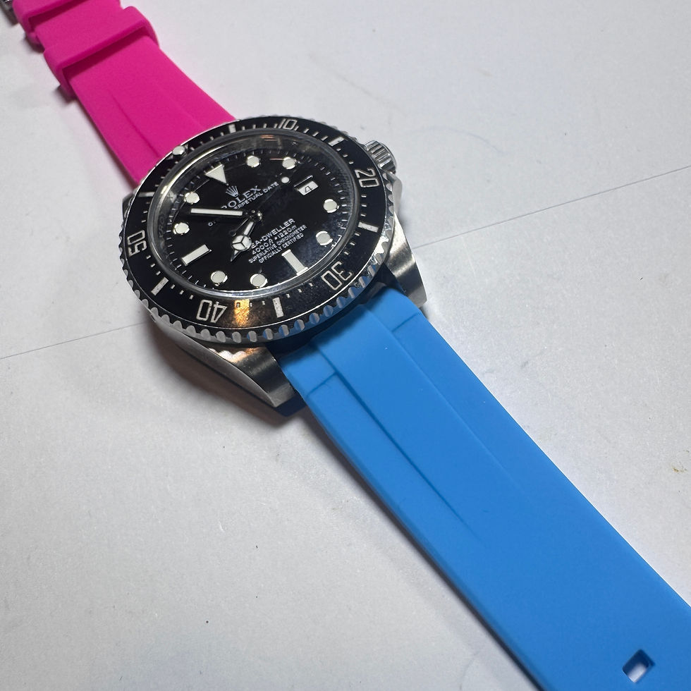 Thumbnail: Set of 4 straps 20mm Silicone Rubber fits ROLEX Seadweller, GMT, Yachtmaster 