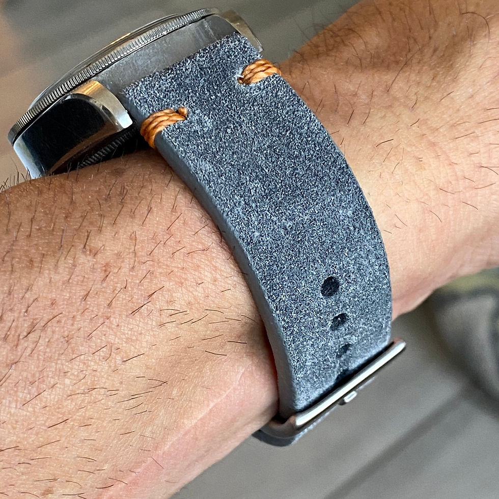 Thumbnail: Thick ADD distressed GRAY suede ORANGE stitch