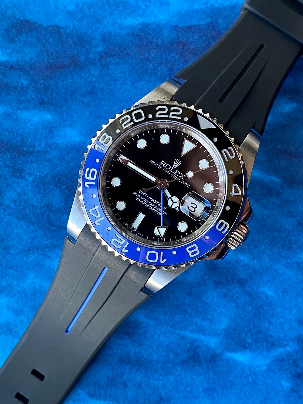 Thumbnail: 20mm Flared Vulcanized Rubber rolex GMT strap band