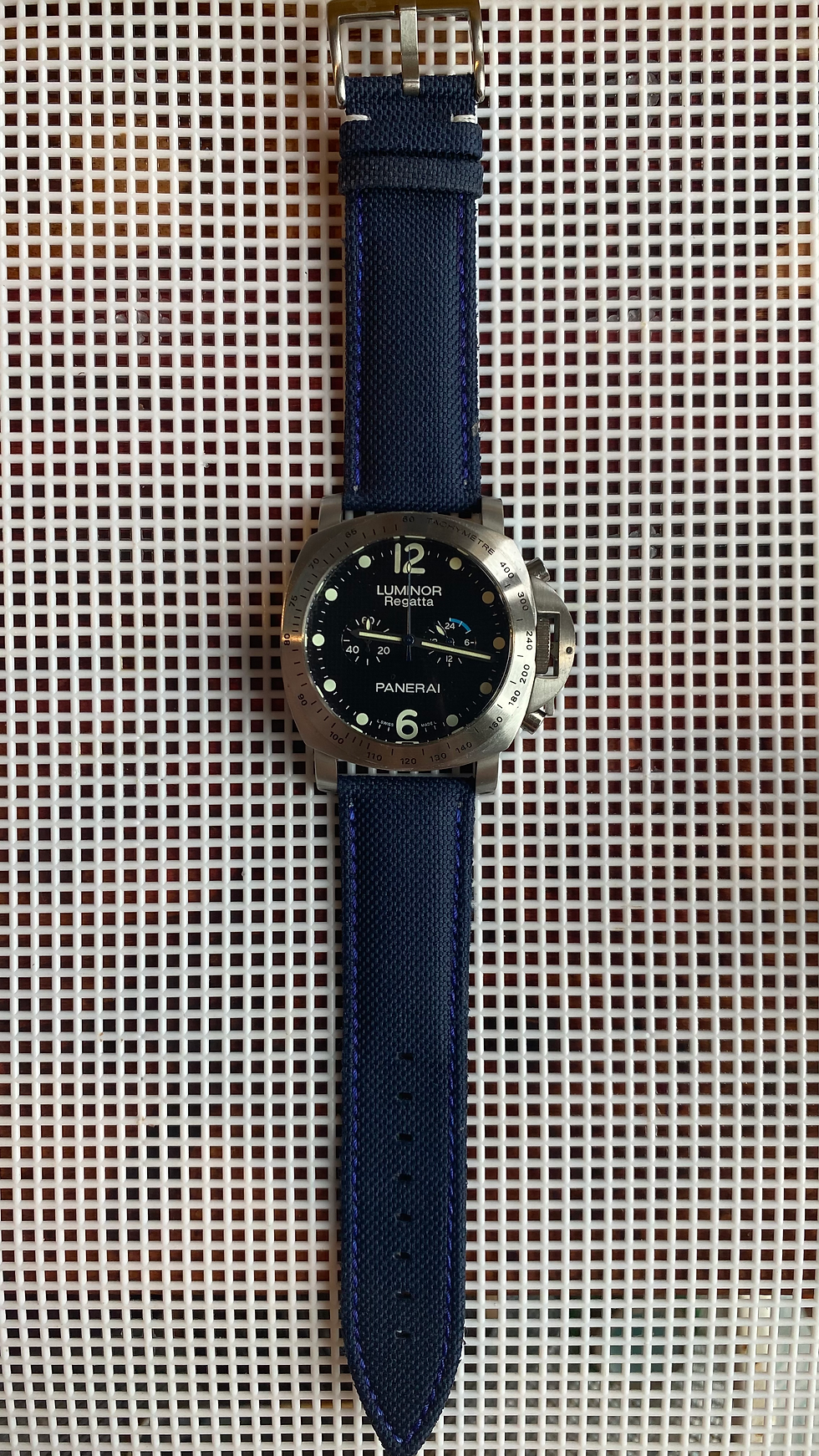 Thumbnail: NAVY BLUE sailcloth strap BLUE stitch