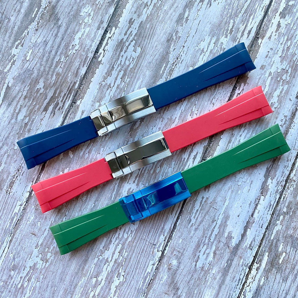 Thumbnail: 20mm RED & BLUE Vulcanized Rubber straps for Rolex watches
