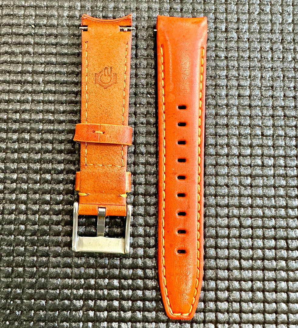 Thumbnail: 20mm ORANGE Vegetable Tanned leather curved (fitted) Strap Rolex Sub, GMT