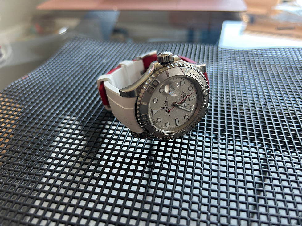 Thumbnail: 20mm WHITE/RED Vulcanized Caoutchouc rubber Racing Rolex Yacht-Master