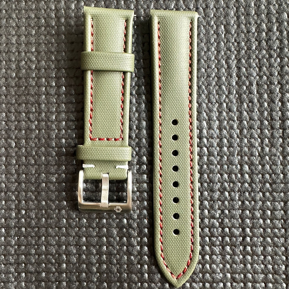 Thumbnail: Green High Quality Real Sailcloth Waterproof Watch Strap RED Stitch